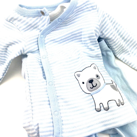 Baby Outfit Set Size 3m Boys Infant Dog 3pc Matching Footed Feet Snap Buttons - Picture 2 of 6